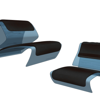 现代休闲椅组合,异形休闲座椅,su草图模型下载