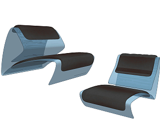 现代休闲椅组合,异形休闲座椅,su草图模型下载