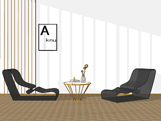 现代躺椅,休闲椅su草图模型下载