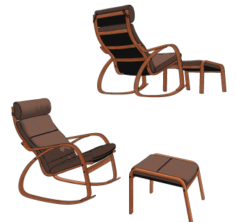 现代躺椅,休闲椅,椅子,脚踏 (2)su草图模型下载