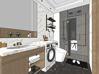 现代卫生间浴室,su草图模型下载