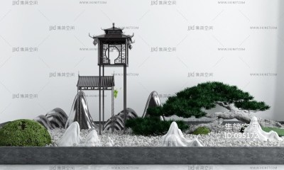 庭院景观小品枯山水石3d模型下载su草图模型下载