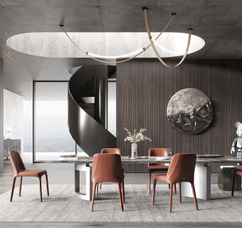 现代餐厅su草图模型下载