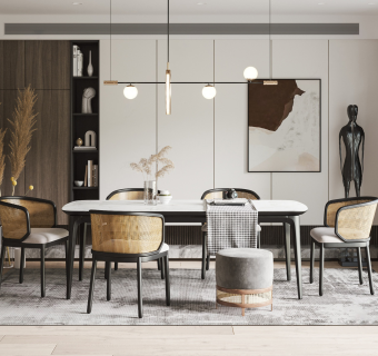 现代餐厅su草图模型下载