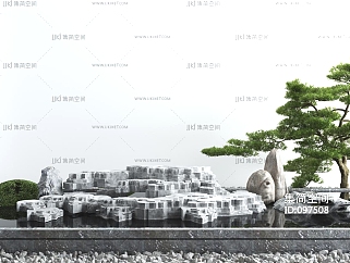 新中式庭院景观小品假山<em>水景su</em>草图模型下载