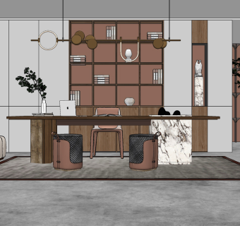 现代书房su草图模型下载