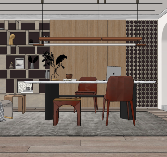 现代书房su草图模型下载