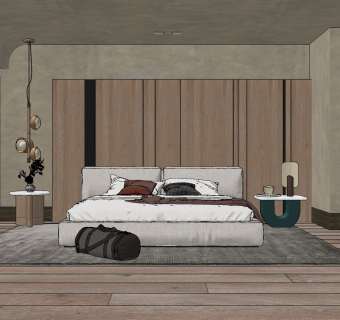 现代卧室su草图模型下载