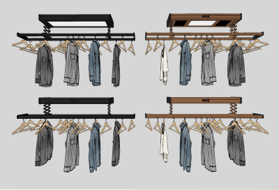 现代晾衣架组合,su草图模型下载