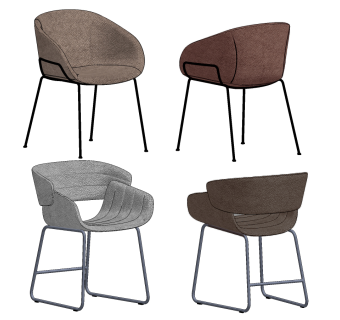 现代单椅，餐椅椅子组合su草图模型下载