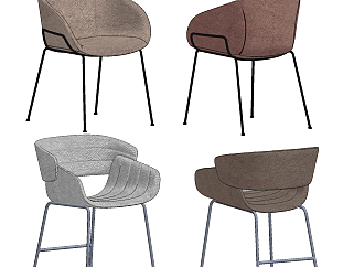 现代单椅，餐椅椅子组合su草图模型下载