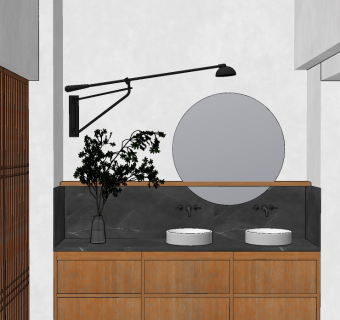 日式卫生间浴室柜组合,卫浴柜,su草图模型下载