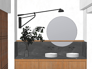 日式卫生间浴室柜组合,卫浴柜,su草图模型下载