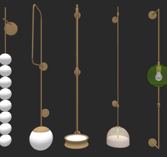 现代壁灯组合su草图模型下载