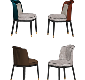 现代单椅组合su草图模型下载