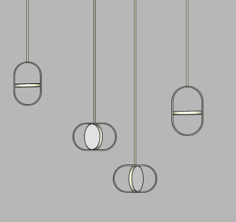 现代小吊灯su草图模型下载