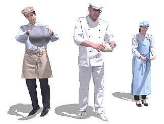 11厨师人物su草图模型下载
