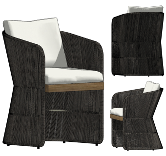 现代藤艺编织休闲椅,su草图模型下载