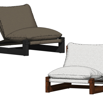 republic 现代侘寂风休闲单椅su草图模型下载