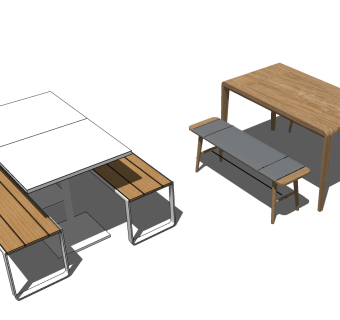 14现代长条座椅坐凳，餐桌椅员工餐厅餐椅su草图模型下载