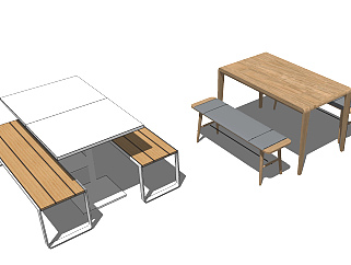 14现代长条座椅坐凳，餐桌<em>椅员工</em>餐厅餐椅su草图模型...