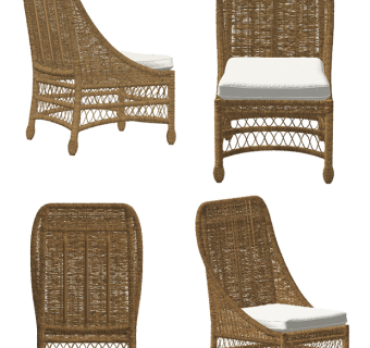 现代藤条椅,藤编编织座椅su草图模型下载