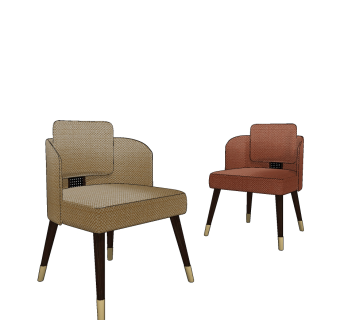 现代简约单人餐椅su草图模型下载