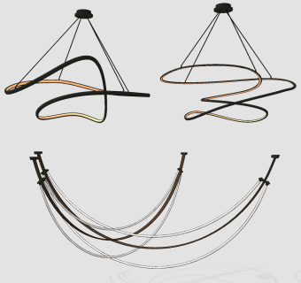 现代吊灯,线性吊灯su草图模型下载