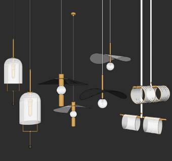 现代吊灯组合su草图模型下载