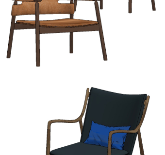 现代单人休闲椅子su草图模型下载