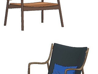 现代单人休闲椅子su草图模型下载