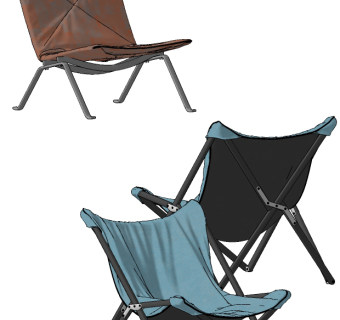 现代单人休闲椅su草图模型下载