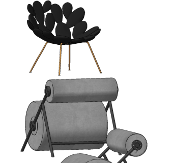 现代异形单人椅su草图模型下载