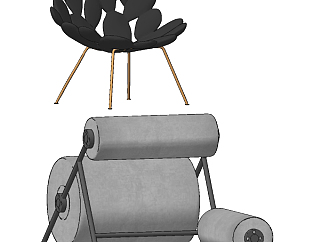 现代异形单人椅su草图模型下载