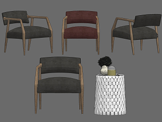 现代单人椅,椅子su草图模型下载