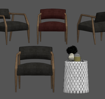 现代单人椅,椅子su草图模型下载