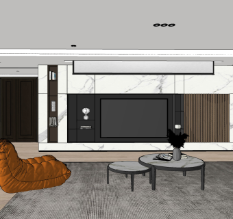 现代客餐厅su草图模型下载