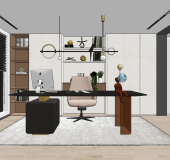 现代书房su草图模型下载