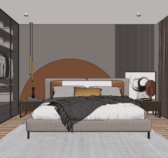 现代卧室su草图模型下载