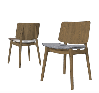 北欧单椅组合su草图模型下载