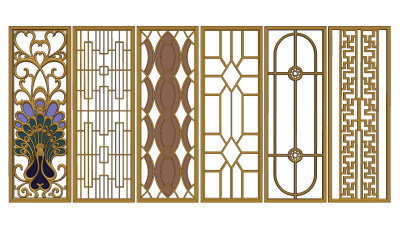 现代欧式雕花镂空屏风隔断,su草图模型下载