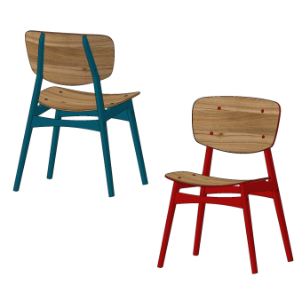 北欧木质单椅,椅子,餐椅su草图模型下载