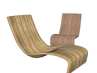 piegatto木质躺椅,<em>休闲躺椅</em>su草图模型下载