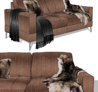 现代皮革沙发su草图模型下载