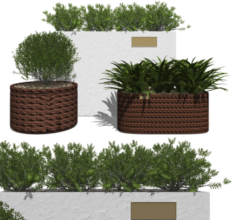 现代绿植盆栽，花池，花槽su草图模型下载