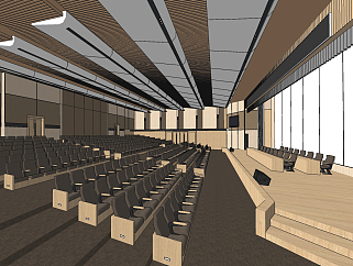 现代大会议室，报告厅su草图模型下载