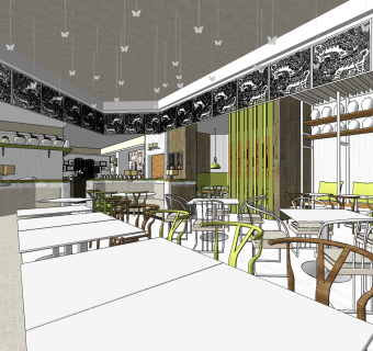 时尚餐厅 su草图模型下载