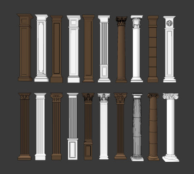 简欧罗马柱,柱子su草图模型下载