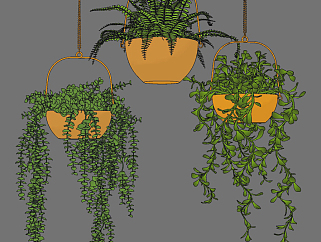 装饰植物，吊装植物<em>吊篮</em>su草图模型下载