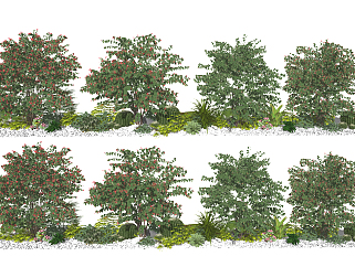 现代景观树园艺小品，景观树su草图模型下载